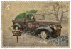 46 Chevy Hot Rod Pick-up Truck Stamp Effect Christmas Card by LDA. XM20