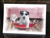 Wire Haired Terrier Puppy Dog Birthday, Greeting Card. Cute pawtrait doggy art by LDA. C53