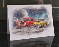 Roaring Rat & Henry Hirise Drag Racer Christmas Card by LDA. XM13