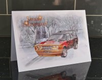 Custom Car, Mark 3 Cortina, Satisfaction, Christmas Card by LDA. XM21