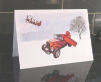 Black & Flames Hot Rod Car Christmas Card by LDA. XM17