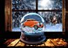 Ford Coupe Hot Rod Snow Globe Christmas Card by LDA. XM18