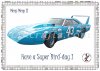 American Drag Racing Car Birthday Card created by LDA. Plymouth Superbird. C9