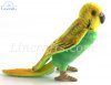 Soft Toy Bird, Green Budgerigar by Hansa (13cm) 3653