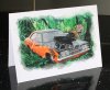 Ford Cortina Drag Race Car Birthday Card created by LDA.  C37