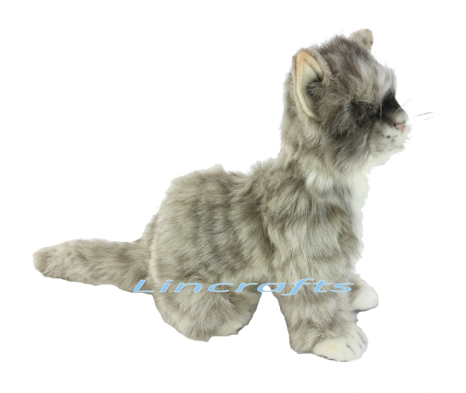 Soft Toy Cat, Grey Kitten by Hansa (20cm.L) 6493 | Lincrafts