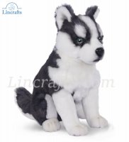 Soft Toy Dog, Husky Puppy Sitting by Hansa (33cm) 7511