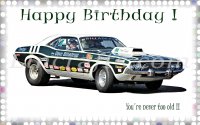 American Drag Racing Car Birthday Card created by LDA. Dodge Challenger. C4