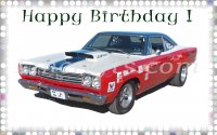 American Car Birthday Card created by LDA. Plymouth Roadrunner. C27