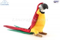 Soft Toy Bird, Parrot Red & Yellow by Hansa (16cm) 3323