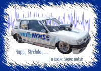 Peugot Drag Racing Car Birthday Card created by LDA. White Noise.