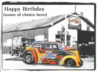 Personalised Outlaw Anglia Drag Racing A5 Birthday Card by LDA. Flyin' Fyfer
