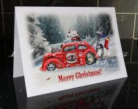 Aussie Outlaw Ford Pop Drag Racing Christmas Card by LDA. XM1