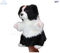 Soft Toy Border Collie Dog Puppet by Hansa (28 cm) 8349