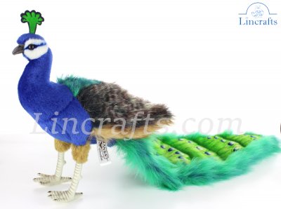 Soft Toy Bird, Peacock by Hansa (24cm) 5433