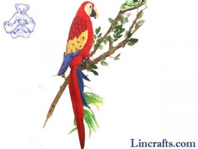 Soft Toy Bird, Red Scarlet Macaw by Hansa (32cm) 3067