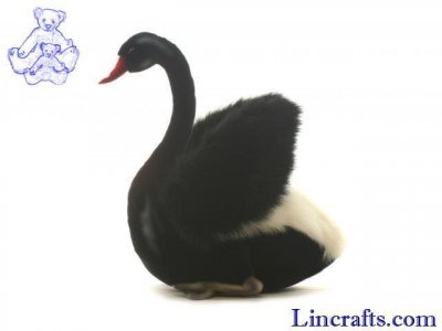 Soft Toy Bird, Black Swan by Hansa (29cm) 4086
