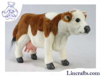 Soft Toy Brown & White Cow by Hansa (40cm) 4621