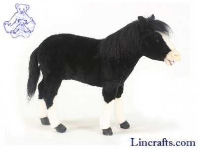 Soft Toy Sit On Black & White Horse by Hansa (70cm) 5453