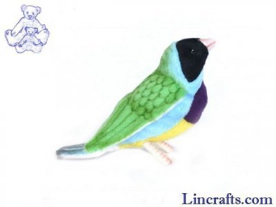 Soft Toy Black Headed Gouldian Finch Bird by Hansa (11cm.L) 5694