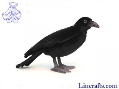 Soft Toy Bird, Black Crow by Hansa (31cm) 6266