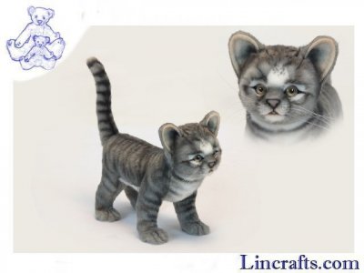 Soft Toy Cat, Grey Kitten by Hansa (30cm) 6574