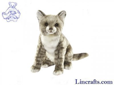 Soft Toy Grey Tabby Cat by Hansa (25cm.H) 7227