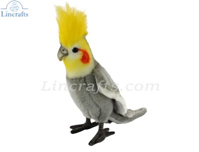 Soft Toy Bird, Grey Cockatiel by Hansa (23cm) 6470