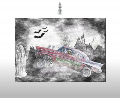 American Drag Racing Car Print | Poster Frankenstien Gasser (Water Colour) - various sizes