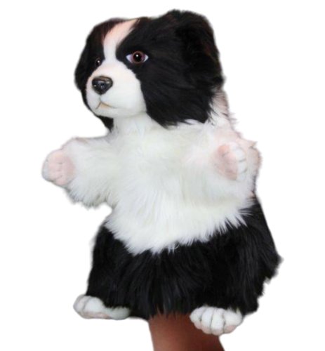 Soft Toy Border Collie Dog Puppet by Hansa (29cm) 8349
