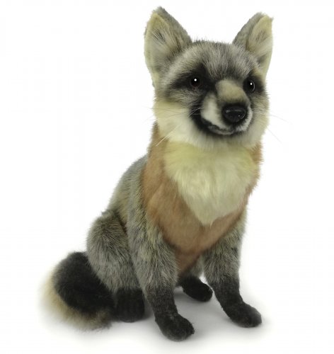 Soft Toy Grey Fox Sitting by Hansa (30cm.L) 7865