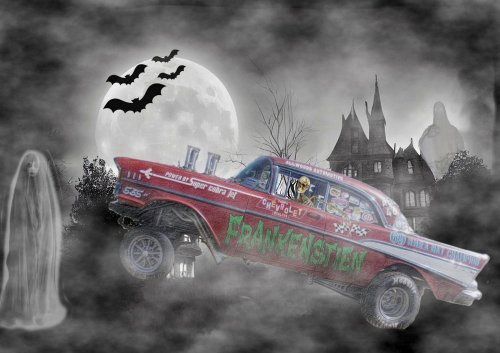 American Drag Racing Car Print | Poster Frankenstien Gasser - various sizes: A2: Lustre