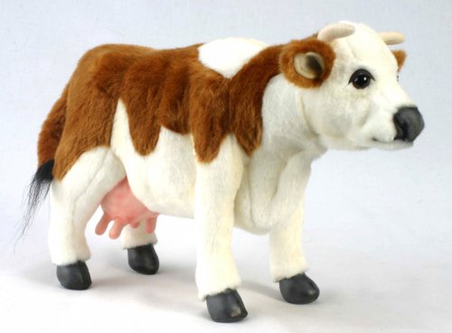 Soft Toy Brown & White Cow by Hansa (40cm) 4621