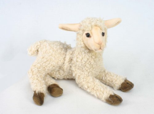 Soft Toy Sheep, Lying Lamb White by Hansa (23cm) 4773