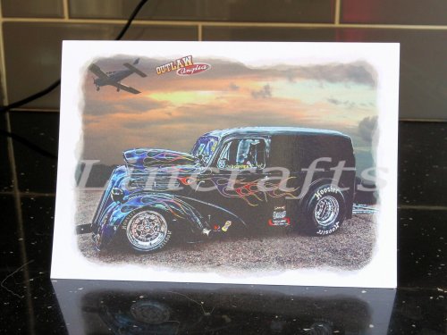 Ginners, Ford Fordson Van, Outlaw Anglia Birthday Card. Auto wall art, car print by LDA. C43