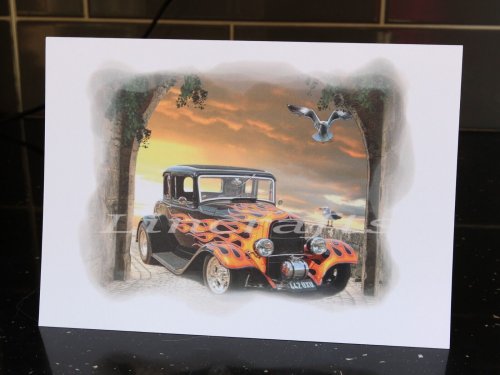 1932 Ford Deuce Coupe Hot Rod Birthday Card. Auto wall art, custom car print by LDA. C50