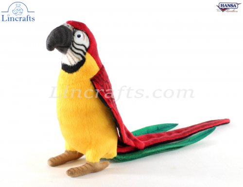 Hansa Red & Yellow Parrot 3323 Plush Soft Toy Sold by Lincrafts UK Est.1993 