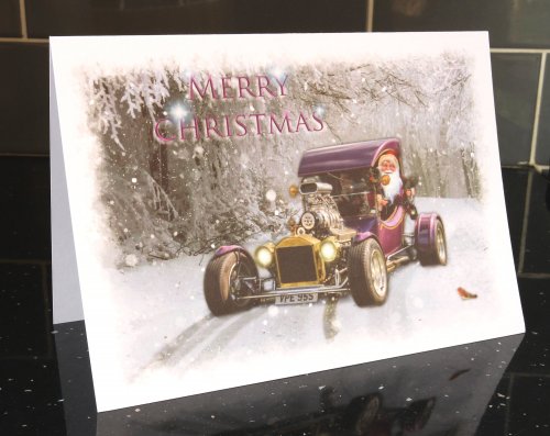Revenge Ford Model T, C-Cab Hot Rod Christmas Card by LDA XM11