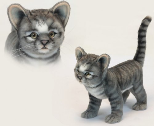 Soft Toy Cat, Grey Kitten by Hansa (30cm) 6574