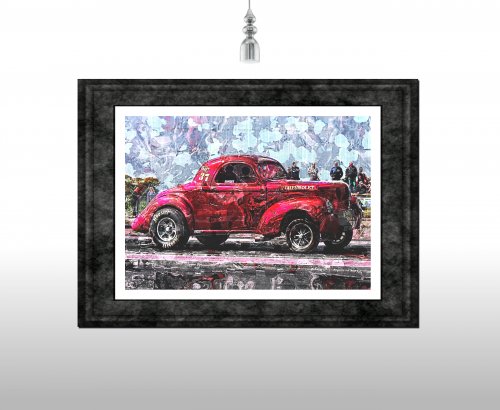 Drag Racing Car Print | Poster 40's Willys Coupe - various sizes: A3