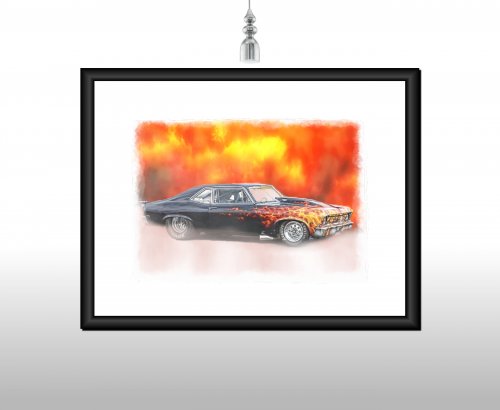 American Drag Racer Car Print | Poster Chevy Chevelle SS - various sizes: A1