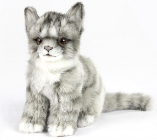 Soft Toy Grey Tabby Cat by Hansa (19cm.H) 7177