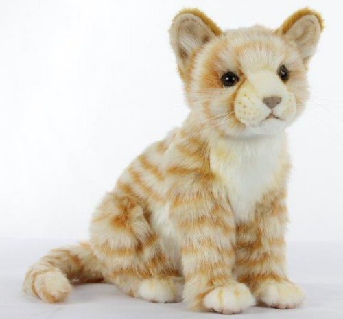 Soft Toy Cat, Ginger Kitten Sitting by Hansa (40cm.L) 7226