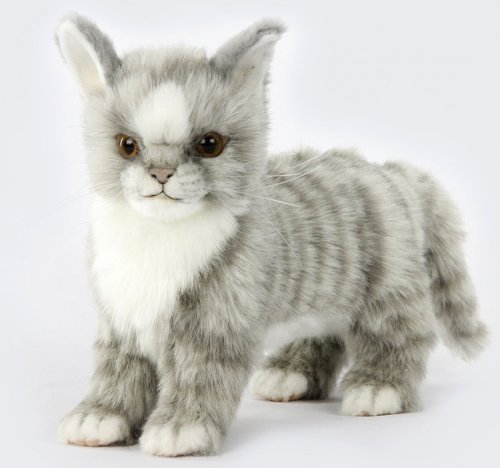 Soft Toy Cat, Grey Kitten Standing by Hansa (22cm.L) 7225