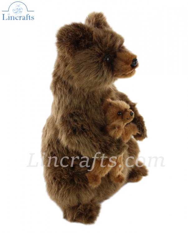 Hansa Black Bear Mama and Cub 7966 Soft Toy Sold by Lincrafts UK Est 1993 