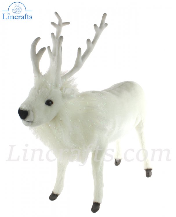 Soft Toy White Reindeer by Hansa (50cmL) 6190 | Lincrafts