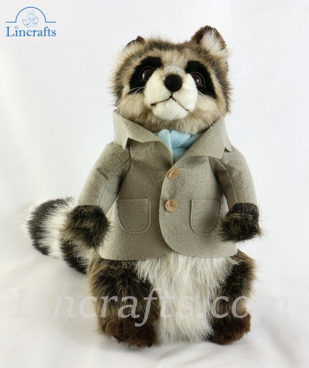 Hansa Dressed Raccoon Papa 7828 Soft Toy Sold by Lincrafts UK Est 1993 