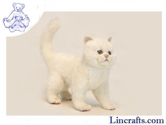 Hansa Playful White Kitten 3435 Soft Toy Cat Sold by Lincrafts Established 1993 