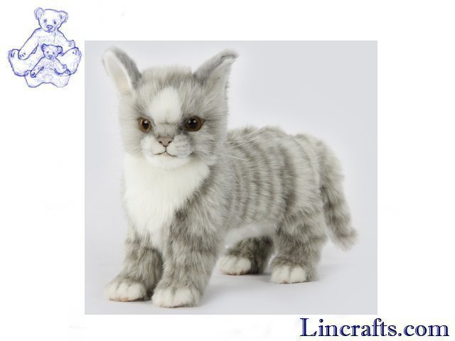 Hansa Standing Grey Tabby Cat 7229 Soft Toy Sold by Lincrafts Established 1993 