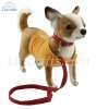 Soft Toy Chihuahua Dog with Yellow Shirt & Red Lead (24cm) 7548